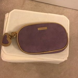 Purple suede like fabric bag